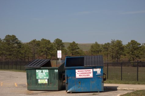 Brookhaven Landfill rises behind the Frank P. Long Intermediate School and playground. Photo: Ashley Pavlakis