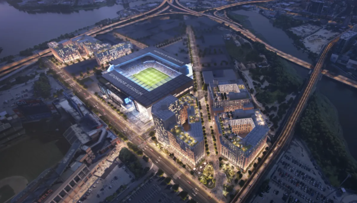 Aerial view of the plans for the completed new NYCFC stadium. Courtesy of NYCFC