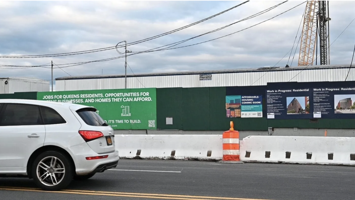 Construction site of NYCFC’s stadium fordable housing units near Willets Point on April 6, 2024. Photo: Emmanuel Jaquez